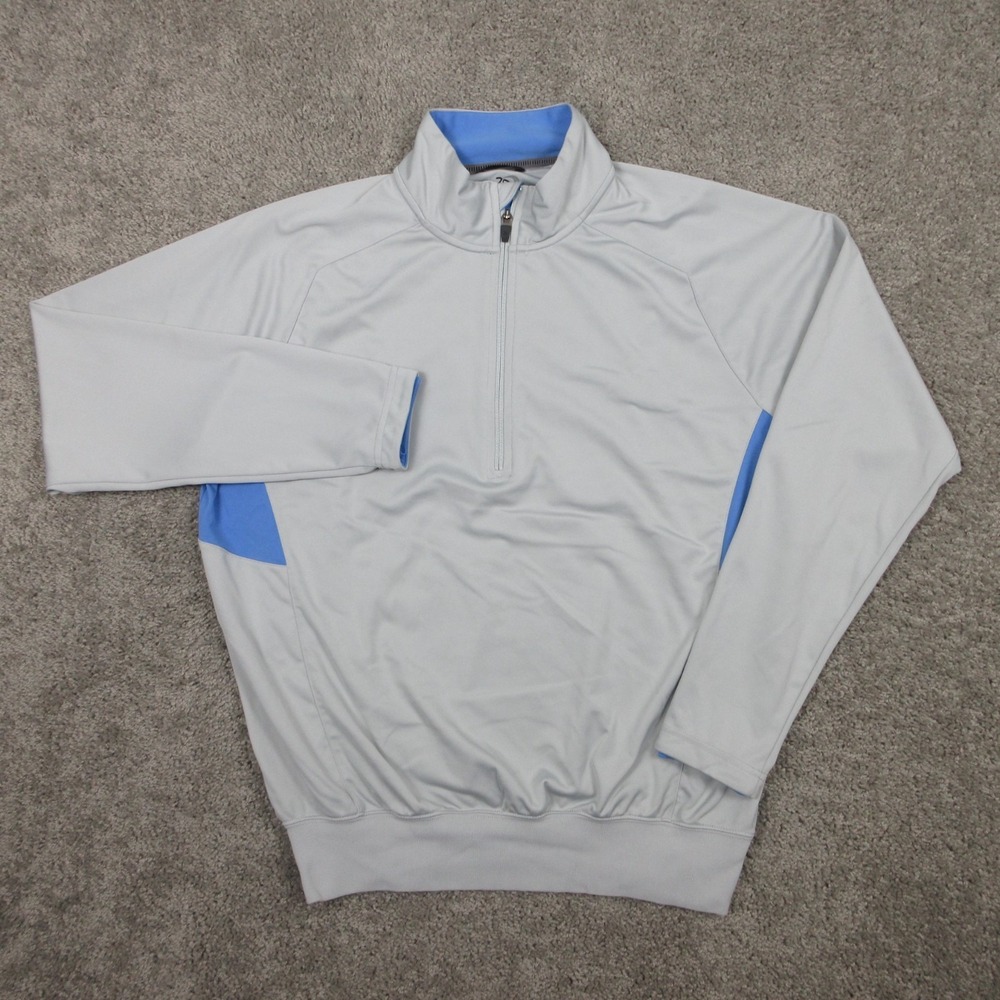 Zero Restriction Sweater Mens Medium Gray Blue Tour Series 1/4 Zip Lightweight
